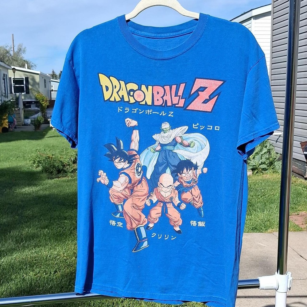 Dragon Ball Z Men's Blue XL Regular Fit Graphic Logo Crew Neck T-Shirt